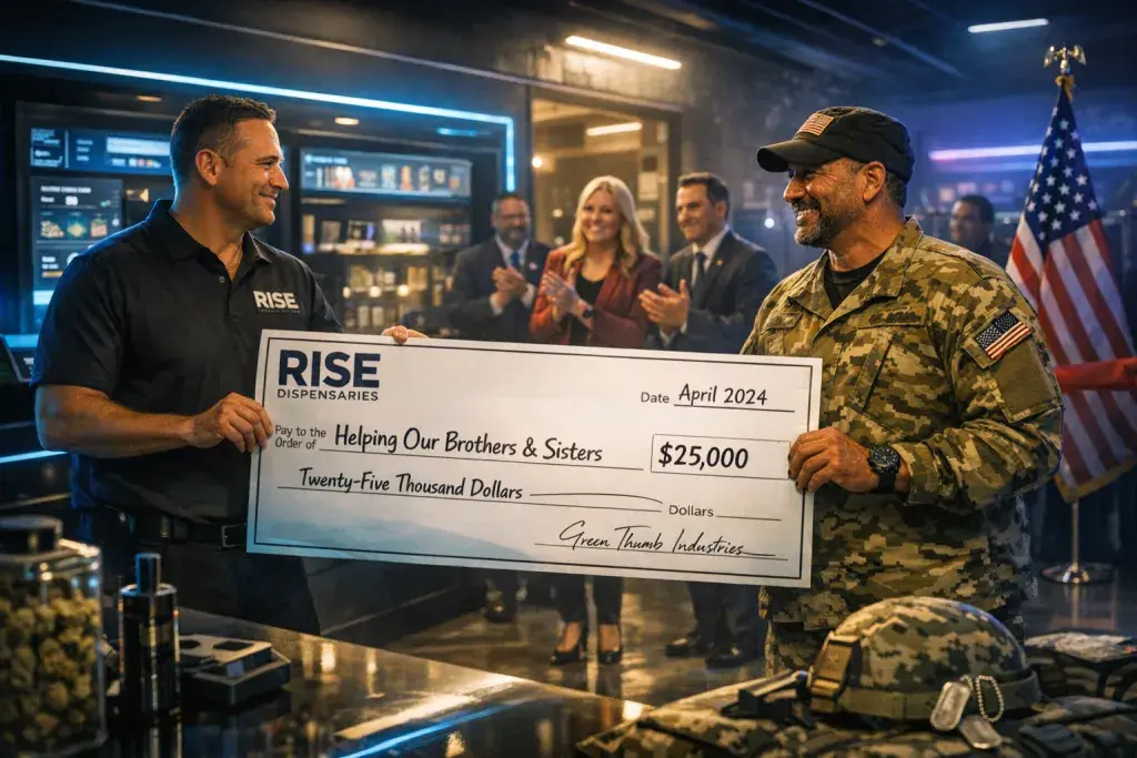 Rise Dispensary Opens Third Reno Location, Donates $25,000 to Veterans Group